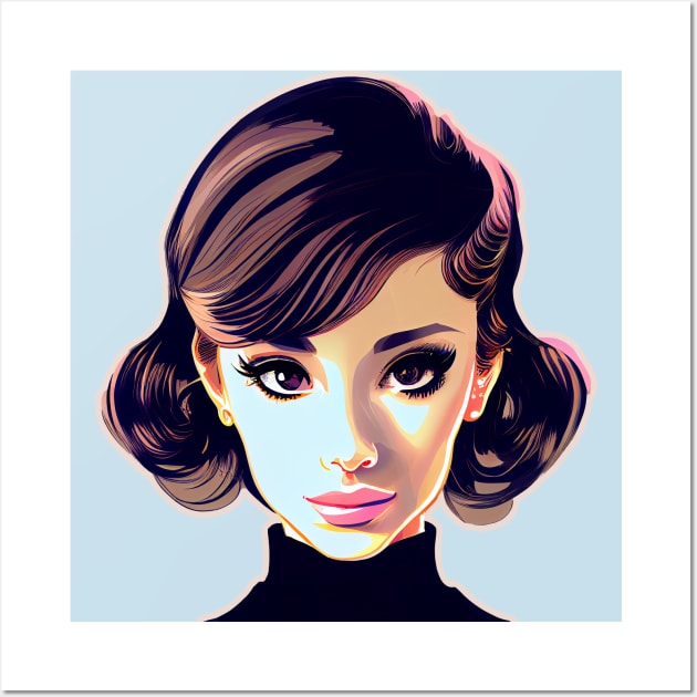 Audrey Hepburn, Elegant Classic Beauty, Confident Witty Fun Flirty Smart Actress Wall Art by ProjectAI